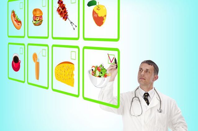 El médico observa los productos permitidos